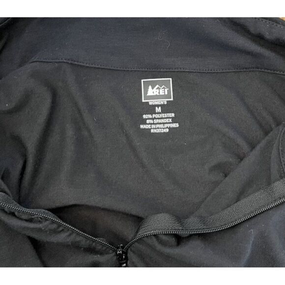 REI Ladies Medium Black 1/4 Zip Jacket Stretch Activewear Pullover - Picture 4 of 4